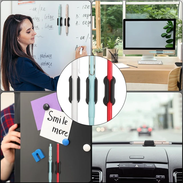 Alt view image 5 of 7 - 48 Pack Adhesive Silicone Pencil Holders Bulk for Desk,Wave,Black Flexible Pen Holder, Marker Organizer Clipboard, Classroom School Office Supplies, Teacher Stationery Accessories