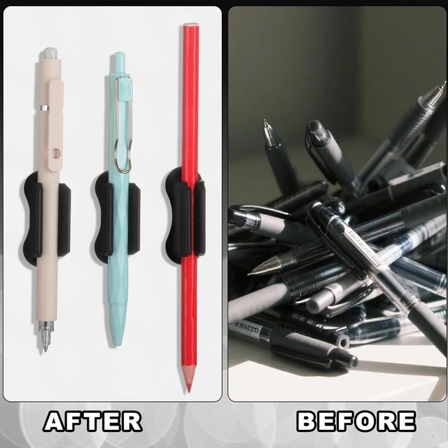 Alt view image 7 of 7 - 48 Pack Adhesive Silicone Pencil Holders Bulk for Desk,Wave,Black Flexible Pen Holder, Marker Organizer Clipboard, Classroom School Office Supplies, Teacher Stationery Accessories