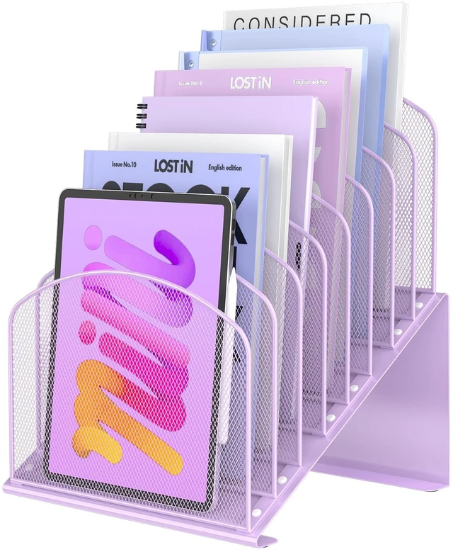 Main image of Inclined Desk File Organizer Folder Holder with 8-Section, Purple