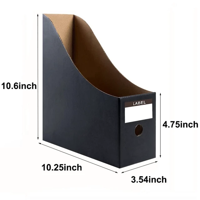 Alt view image 2 of 6 - Foldable Desk File Holder Organizer Sturdy Cardboard Magazine Storage Box Document Rack with Blank Label Stickers for Home School Office (15, Matte Black)