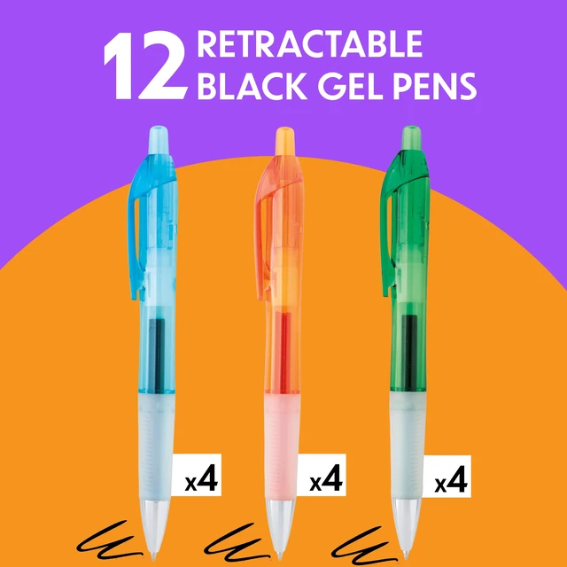 Alt view image 5 of 7 - Intensity Clic Black Gel Pens, Medium Point, 0.7mm, 12-Count Pack Retractable Design, Comfortable Grip, Smear Resistant Ink, Quick-Drying Ink, Perfect for School, Office, Or Home Use