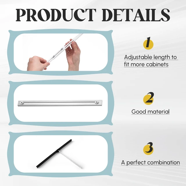 Alt view image 4 of 7 - 12 Pcs Metal Adjustable File Cabinet Rails Set, Silver,18-32.5 Inch Include 8 Hanging File Rail Clips 4 Cabinet Dividers Bars Suitable for Cabinets with Drawer Thickness Less Than 1/8 Inch