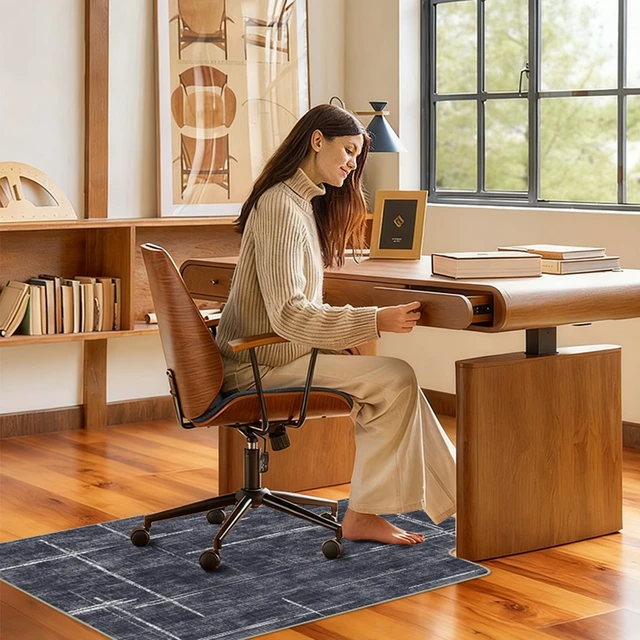 Alt view image 5 of 7 - Office Chair Mat for Hardwood Floor & Tile Floor,36"X 48"-Convex Heavy Duty Desk Chair Mat for Hard Floors, Under Desk Rug for Rolling Computer Chair,Anti Slip,Low Pile Carpet Protector