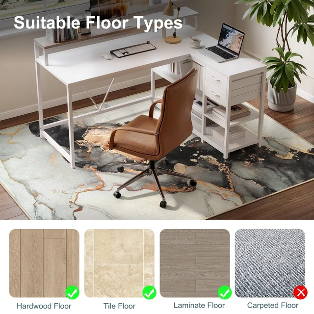Alt view image 2 of 7 - Office Chair Mat for Hardwood/Tile Floor, 36"x48" Desk Chair Mat for Office Gaming, Under Desk Rug for Rolling Chair, Anti-Slip Computer Chair Mats, Low-Pile Carpet Protector Rug