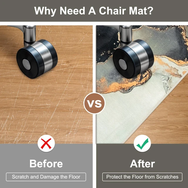 Alt view image 3 of 7 - Office Chair Mat for Hardwood/Tile Floor, 36"x48" Desk Chair Mat for Office Gaming, Under Desk Rug for Rolling Chair, Anti-Slip Computer Chair Mats, Low-Pile Carpet Protector Rug