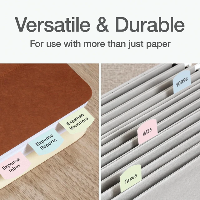 Alt view image 5 of 7 - Laser Printable Tabs, Permanent Index Tabs, Customizable Adhesive Labels, Assorted Pastel Colors, 1.125" x 1.25", 375 Per Pack (1006791)