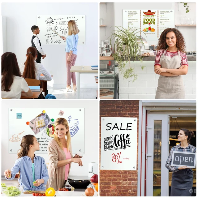 Alt view image 6 of 7 - Glass Magnetic Dry Erase Whiteboard 36"x24" for Wall, Frameless White Board, Includes 12 Magnets, 8 Markers and 2 Erasers