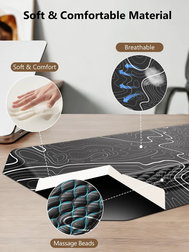 Alt view image 6 of 7 - 2-in-1 Ergonomic Keyboard Stand with Wrist Rest, Black Topographic Comfy Keyboard Riser Holder with Massage Design, Non-Slip Base, Pain Relief for Typing