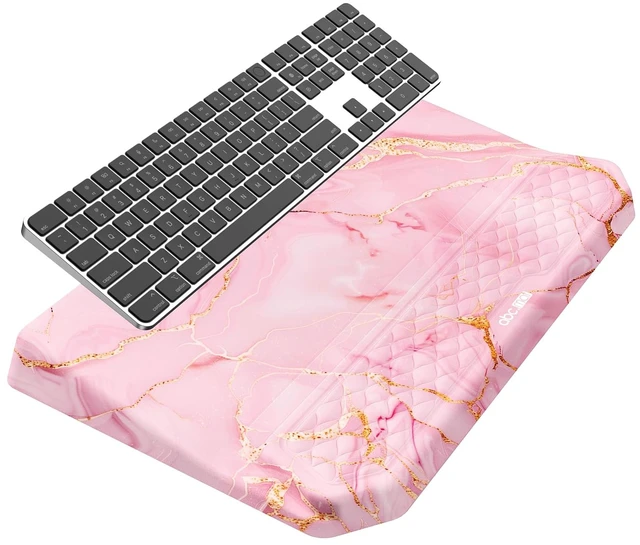 Main image of 2-in-1 Ergonomic Keyboard Stand with Wrist Rest, Pink Marble Comfy Keyboard Riser Holder with Massage Design, Non-Slip Base, Pain Relief for Typing