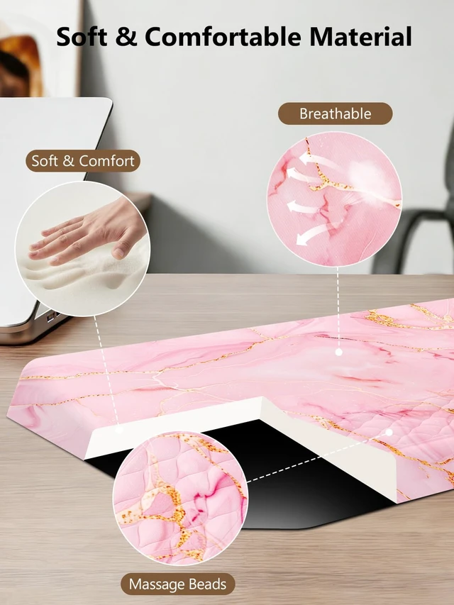 Alt view image 6 of 7 - 2-in-1 Ergonomic Keyboard Stand with Wrist Rest, Pink Marble Comfy Keyboard Riser Holder with Massage Design, Non-Slip Base, Pain Relief for Typing