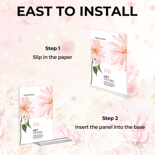 Alt view image 4 of 7 - 24 Pack Acrylic Sign Holder 5 x 7, Double-Sided Clear Sign Holder Plastic Stands for Display, T Shape Acrylic Table Sign Stands for Office Store Restaurants Wedding Party Decoration