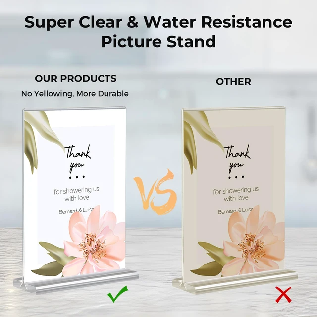 Alt view image 6 of 7 - 24 Pack Acrylic Sign Holder 5 x 7, Double-Sided Clear Sign Holder Plastic Stands for Display, T Shape Acrylic Table Sign Stands for Office Store Restaurants Wedding Party Decoration