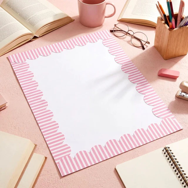 Alt view image 3 of 6 - Pink Bulletin Board Borders 69 ft Rolled Stripes Classroom School Decor Die Cut Border Trim Scalloped Classroom Borders Decor for Back to School Chalkboard Whiteboard Decorations