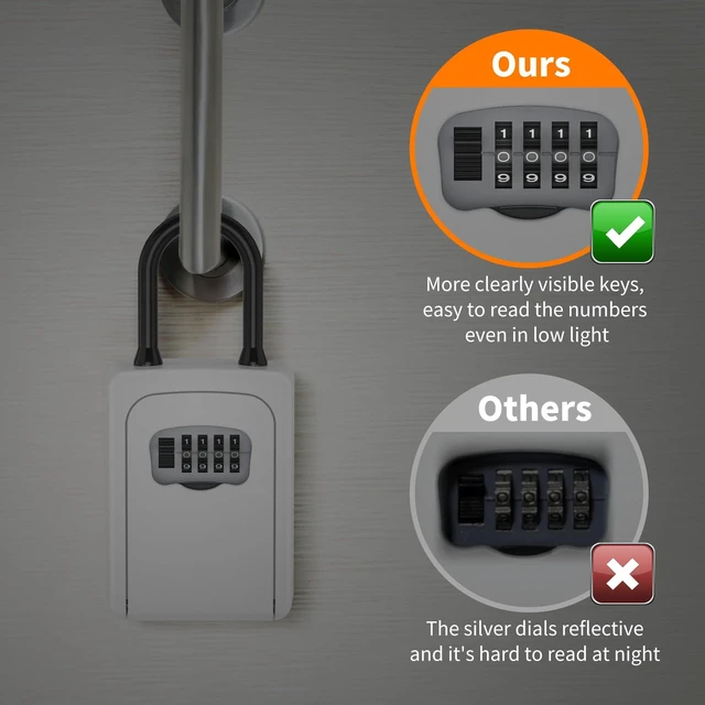 Alt view image 2 of 7 - Portable Key Lock Box, Upgrade Clearly Visible Numbers, Lock Box Wall Mounted for House Key, 5 Key Capacity, Weatherproof Resettable Code (White, 1)