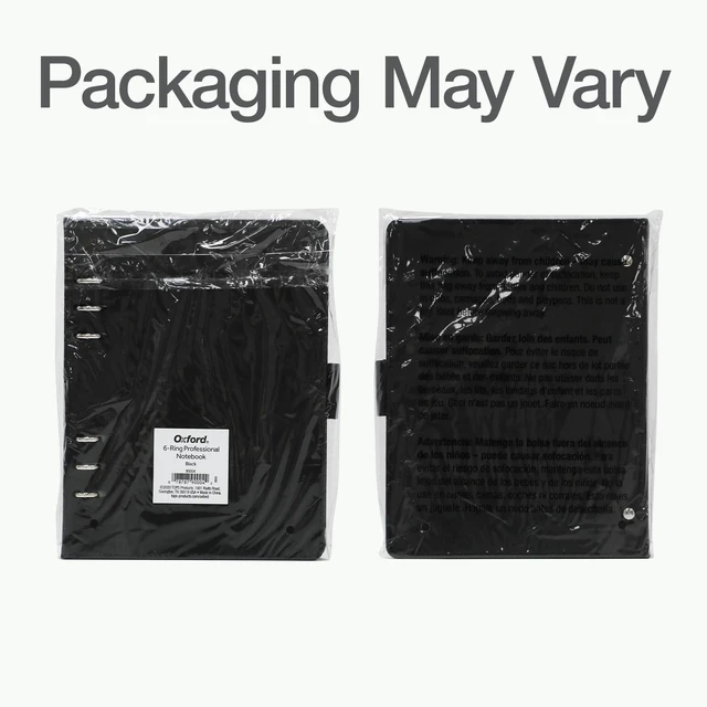 Alt view image 7 of 7 - 6-Ring Professional Notebook, 7 x 9 Inch, Refillable Notebook, Writing Journal, Ivory Paper, 100 Sheets, Black Faux Leather Cover (90004)