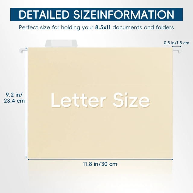 Alt view image 3 of 7 - Hanging File Folders,Yellow 25 Pack Letter Size File Folders with 1/5-cut Tabs,Office Essentials for Filing Cabinet & Desk Storage