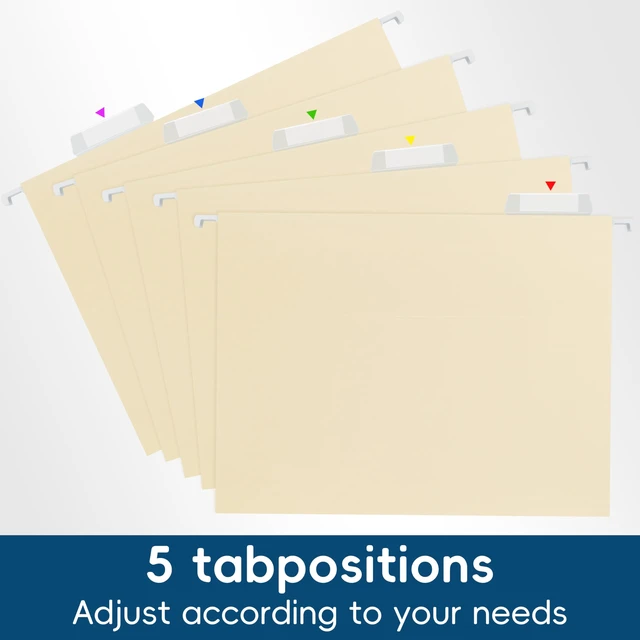 Alt view image 7 of 7 - Hanging File Folders,Yellow 25 Pack Letter Size File Folders with 1/5-cut Tabs,Office Essentials for Filing Cabinet & Desk Storage
