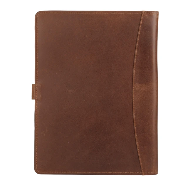 Alt view image 5 of 6 - Leather Portfolio Folder with Button Closure Business Padfolio for Professionals Vintage Organizer with Legal Pad Holder, Card Slots & Document Pockets (Serena)