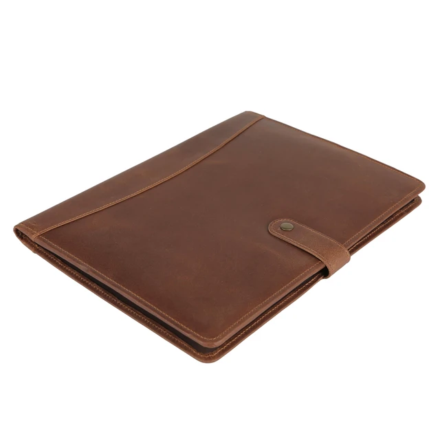 Alt view image 6 of 6 - Leather Portfolio Folder with Button Closure Business Padfolio for Professionals Vintage Organizer with Legal Pad Holder, Card Slots & Document Pockets (Serena)