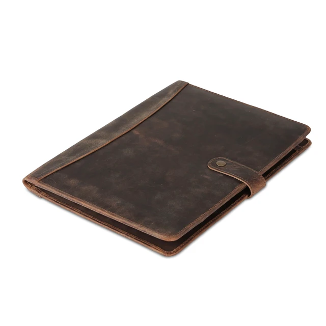 Alt view image 3 of 7 - Leather Portfolio Folder with Luxury Pen and Button Closure Business Padfolio for Professionals Vintage Organizer with Legal Pad Holder & Card Slots (Distressed Tan)