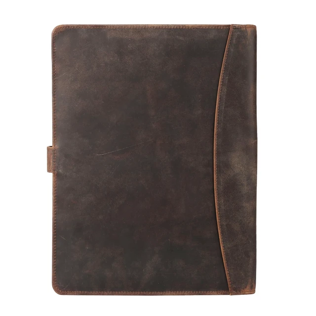 Alt view image 4 of 7 - Leather Portfolio Folder with Luxury Pen and Button Closure Business Padfolio for Professionals Vintage Organizer with Legal Pad Holder & Card Slots (Distressed Tan)