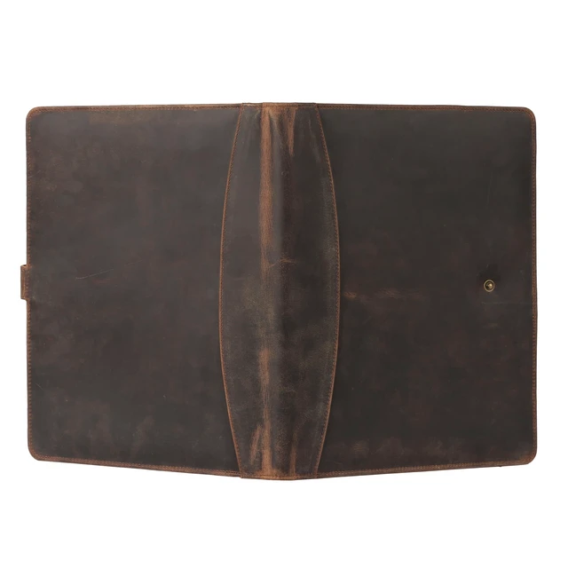 Alt view image 5 of 7 - Leather Portfolio Folder with Luxury Pen and Button Closure Business Padfolio for Professionals Vintage Organizer with Legal Pad Holder & Card Slots (Distressed Tan)
