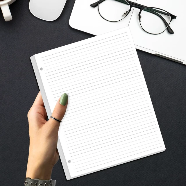 Alt view image 5 of 7 - (3-Pack) 3-Hole Line Paper Refills, Letter Size Loose-Leaf Paper, 300 Sheets/600 Pages, 100gsm White Paper, 8.5'' x 11''