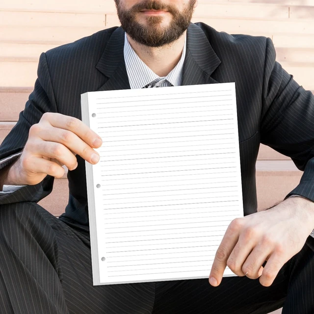Alt view image 6 of 7 - (3-Pack) 3-Hole Line Paper Refills, Letter Size Loose-Leaf Paper, 300 Sheets/600 Pages, 100gsm White Paper, 8.5'' x 11''