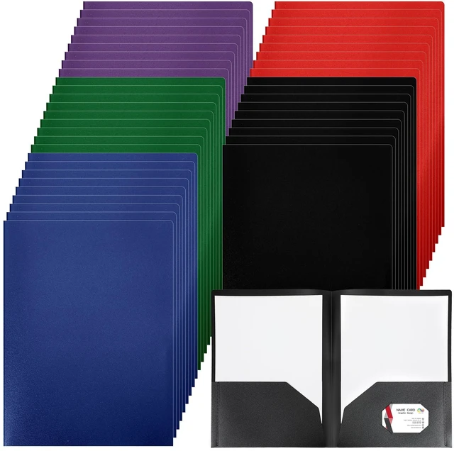 Main image of 50 Pcs Plastic Folders with 2 Pocket Letter Size Folder, Multicolor Heavy Duty Folders with Business Card Holder for School Classroom Teacher Office Supplies File Documents Filing Organizing