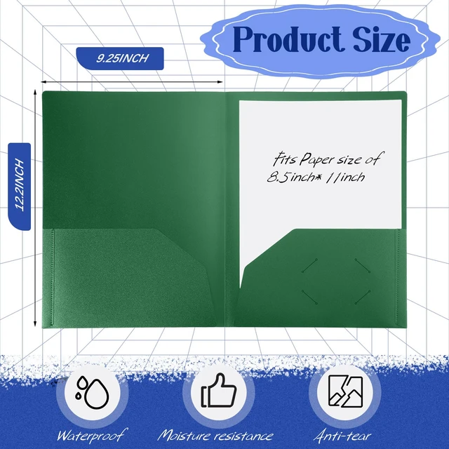 Alt view image 2 of 7 - 50 Pcs Plastic Folders with 2 Pocket Letter Size Folder, Multicolor Heavy Duty Folders with Business Card Holder for School Classroom Teacher Office Supplies File Documents Filing Organizing