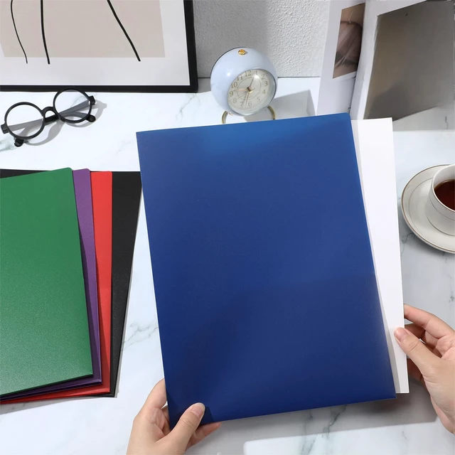 Alt view image 4 of 7 - 50 Pcs Plastic Folders with 2 Pocket Letter Size Folder, Multicolor Heavy Duty Folders with Business Card Holder for School Classroom Teacher Office Supplies File Documents Filing Organizing
