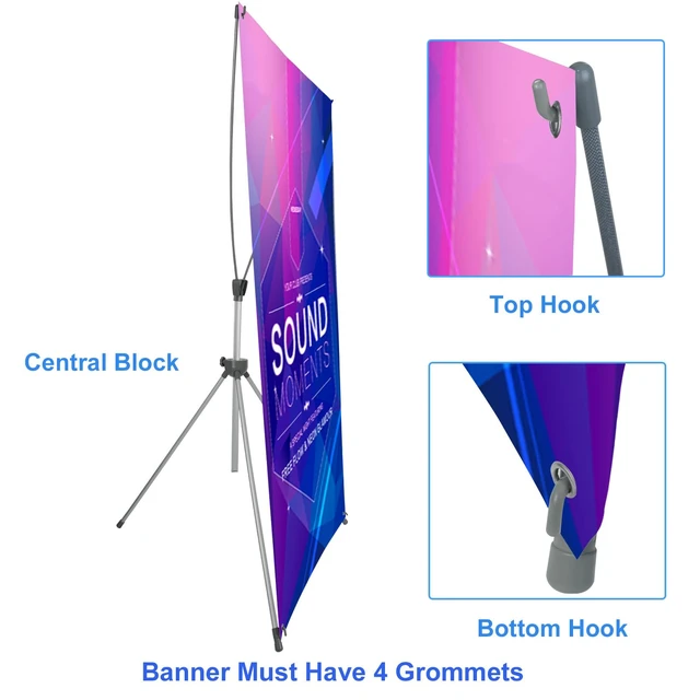 Alt view image 6 of 7 - Adjustable X Banner Stand Fits Any Banner Size Width 23" to 32" and Height 63" to 78"