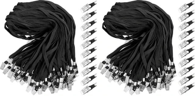 Main image of 200 Pcs Lanyards for ID Badges, Flat Swivel Hook,Black (Pack of 2)