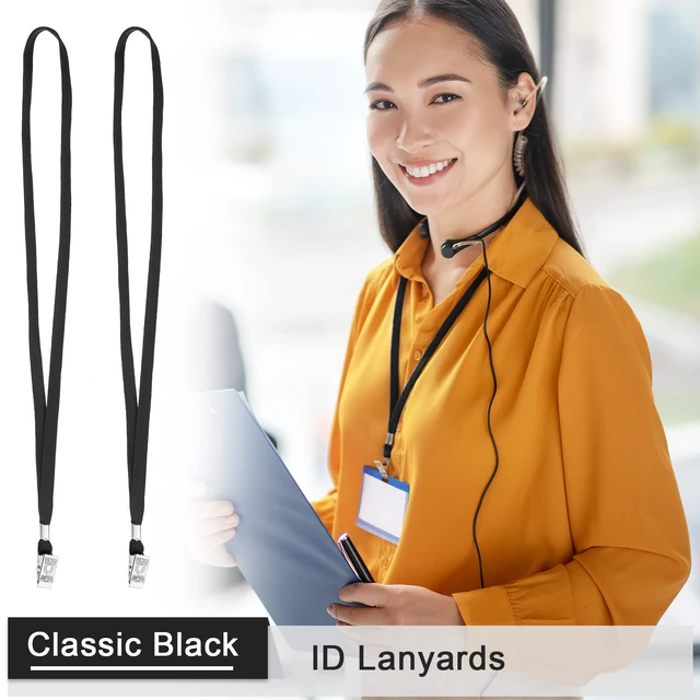 Alt view image 5 of 7 - 200 Pcs Lanyards for ID Badges, Flat Swivel Hook,Black (Pack of 2)