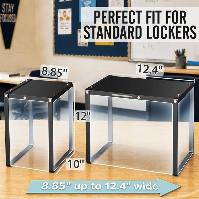 Alt view image 2 of 7 - Adjustable Locker Shelf Organizer for School - Metal Black Locker Accessories Shelves for Boys Girls, Divider Decor Stand for Office Gym Locker Storage