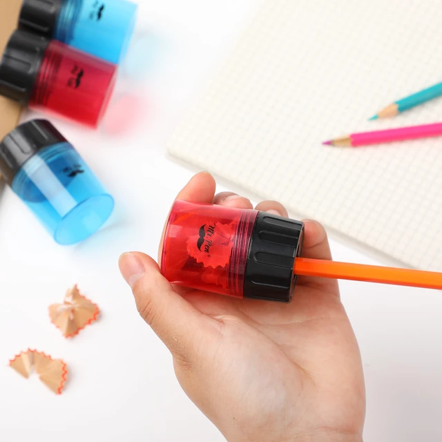 Alt view image 4 of 7 - Pencil Sharpeners Manual, 24 Pack, Dual Hole Bulk Handheld Pencil Sharpener, Compatible with Standard and Jumbo Pencils, Screw-On Lid, Stainless Steel Blade