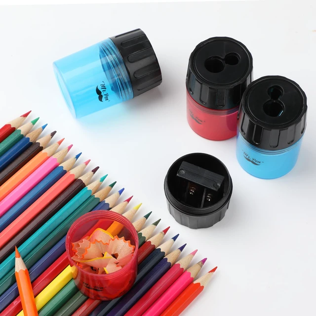 Alt view image 6 of 7 - Pencil Sharpeners Manual, 24 Pack, Dual Hole Bulk Handheld Pencil Sharpener, Compatible with Standard and Jumbo Pencils, Screw-On Lid, Stainless Steel Blade