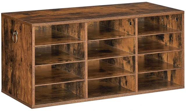 Main image of Countertop Mail Sorter Organizer, Wooden Literature Organizer, Student Mailbox for Classroom, Desktop Bill Organizer for Office Home School, 12 Compartments Rustic Brown FG43WF01