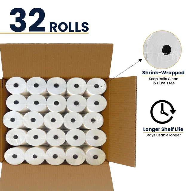 Alt view image 3 of 7 - Kitchen Printer Paper Receipt Rolls (Size:3"x95ft)(32PK) 2 Ply White/Yellow Fits All Standard Kitchen Printers - (Star SP700 SP2000 UP389 250)