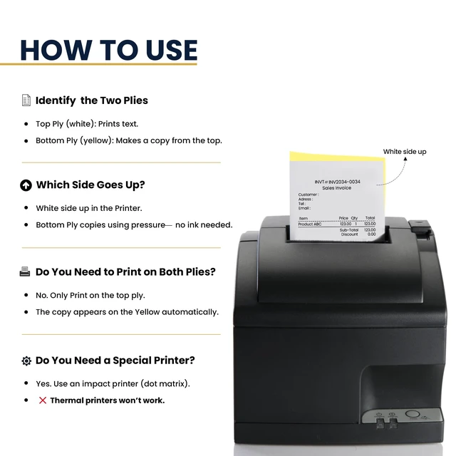 Alt view image 4 of 7 - Kitchen Printer Paper Receipt Rolls (Size:3"x95ft)(32PK) 2 Ply White/Yellow Fits All Standard Kitchen Printers - (Star SP700 SP2000 UP389 250)