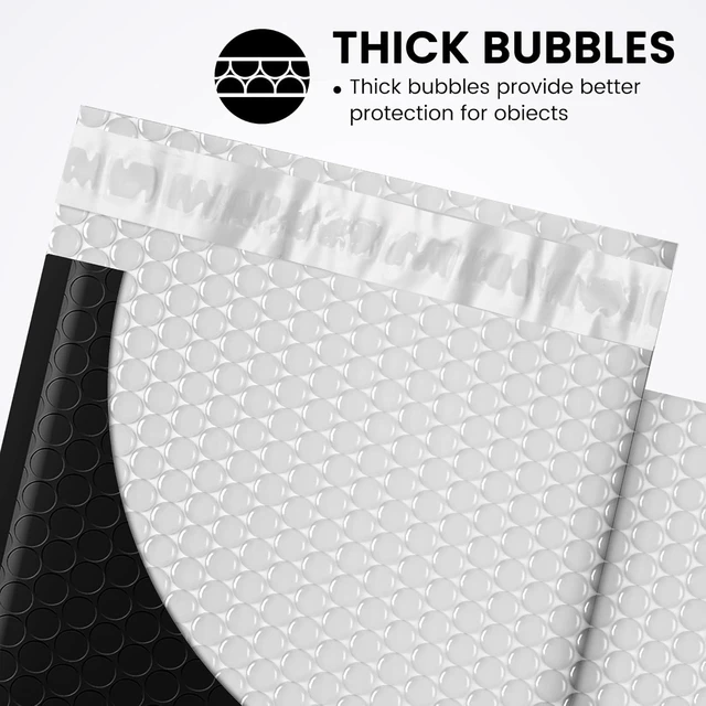 Alt view image 3 of 7 - Bubble Mailers 6x10" Black Padded Envelopes 50 Pack Usable Size 6x9" Self-Seal Adhesive Bubble Envelopes,Water Resistant Mailers, Shipping Envelopes for Packaging, Small Business, Mailing #0