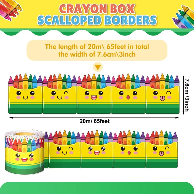 Alt view image 2 of 7 - 65 Feet Crayon Box Bulletin Board Border Classroom Decoration Colorful Crayon Border Trims Decorative Rolled Paper Border for Back to School Wall Chalkboard Decor