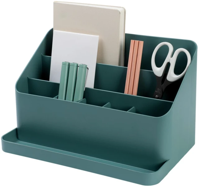 Main image of Desk Organizer, Office Supplies, Green, Made in Korea Multi-Compartment. Adjustable. Everyday Storage
