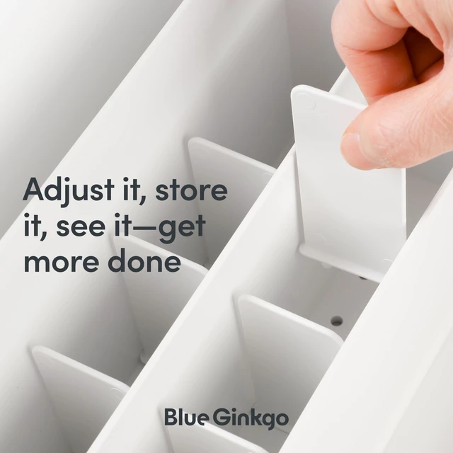 Alt view image 4 of 6 - Desk Organizer, Office Supplies, White, Made in Korea Multi-Compartment. Adjustable. Everyday Storage