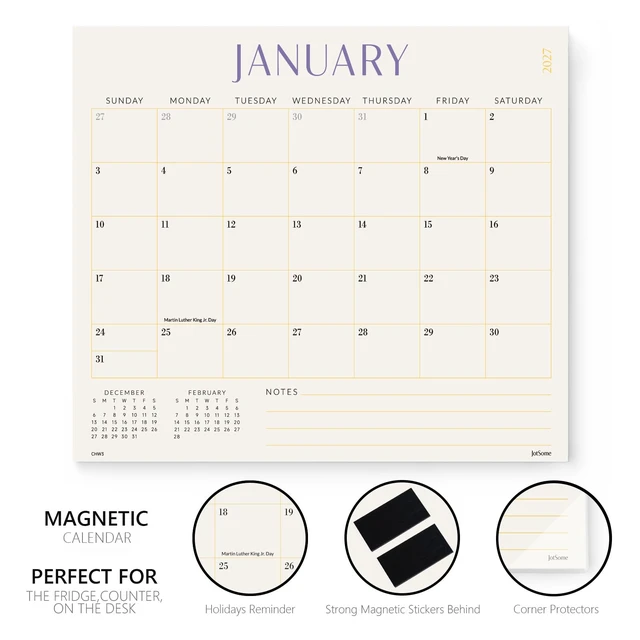 Alt view image 3 of 7 - Magnetic Calendar for Refrigerator 2026-2027 Monthly Fridge Calendar From September 2026 to December 2027 13x11 inch, Easy Organizing