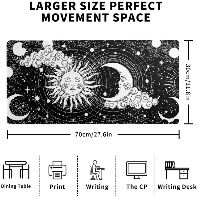 Alt view image 2 of 7 - Magic Astrology Extended Big Mouse Pad Large, Gaming Mouse Pad Desk Pad,27.6x11.8 Inch Long Computer Keyboard Mouse Mat Black Mousepad with 3mm Non-Slip Base and Stitched Edge for Gaming and Office