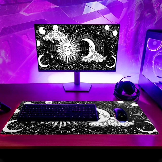 Alt view image 6 of 7 - Magic Astrology Extended Big Mouse Pad Large, Gaming Mouse Pad Desk Pad,27.6x11.8 Inch Long Computer Keyboard Mouse Mat Black Mousepad with 3mm Non-Slip Base and Stitched Edge for Gaming and Office