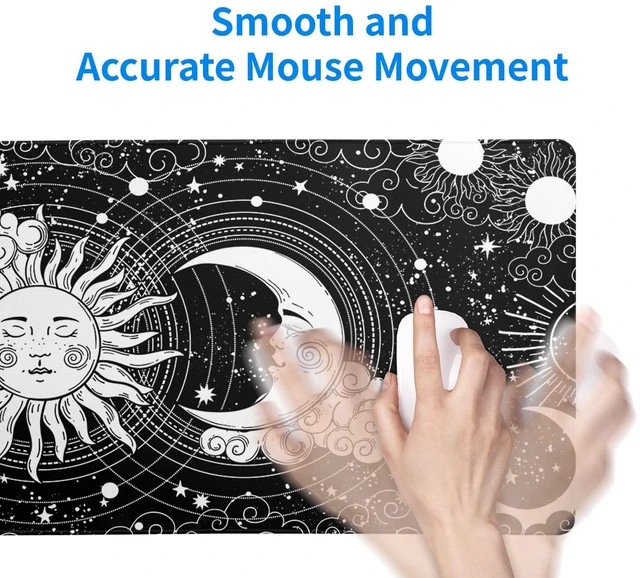 Alt view image 7 of 7 - Magic Astrology Extended Big Mouse Pad Large, Gaming Mouse Pad Desk Pad,27.6x11.8 Inch Long Computer Keyboard Mouse Mat Black Mousepad with 3mm Non-Slip Base and Stitched Edge for Gaming and Office