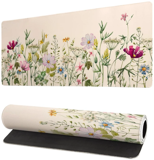Main image of Flower Gaming Mouse Pad Large Mouse Pad for Keyboard and Mousepad Desk Mat with 3mm Non-Slip Base and Stitched Edge for Gaming and Office Computer Mat Protector Mat 27.6x11.8 Inch