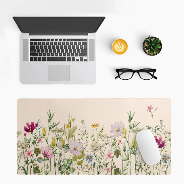 Alt view image 3 of 7 - Flower Gaming Mouse Pad Large Mouse Pad for Keyboard and Mousepad Desk Mat with 3mm Non-Slip Base and Stitched Edge for Gaming and Office Computer Mat Protector Mat 27.6x11.8 Inch